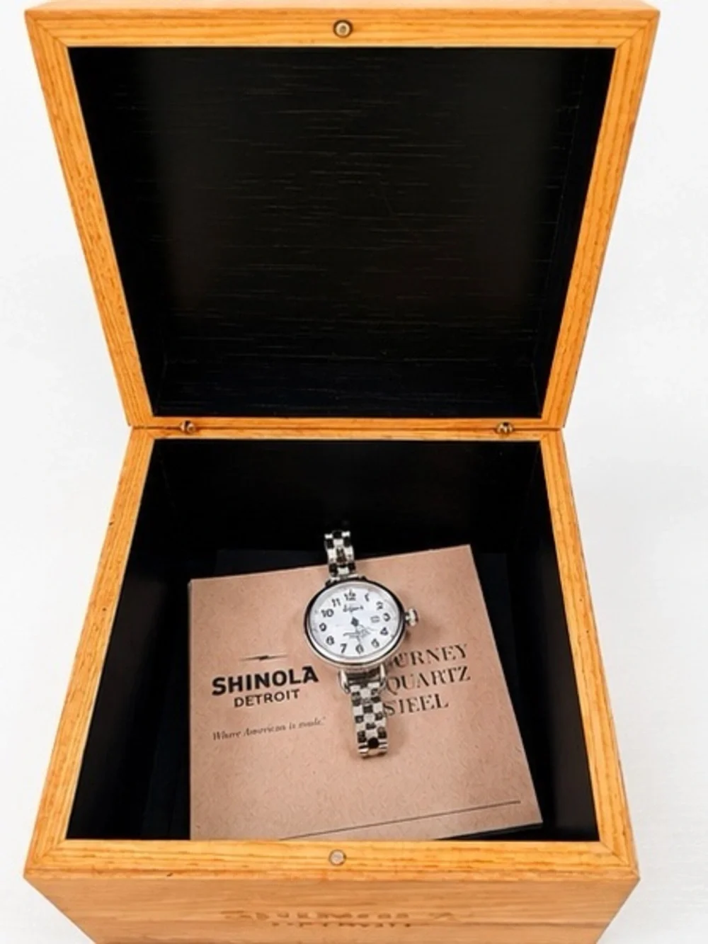 Shinola Birdy 36mm White Dial Stainless Steel Watch Box Papers New Battery